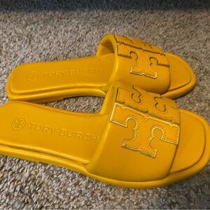 Tory Burch Yellow Slide Sandals